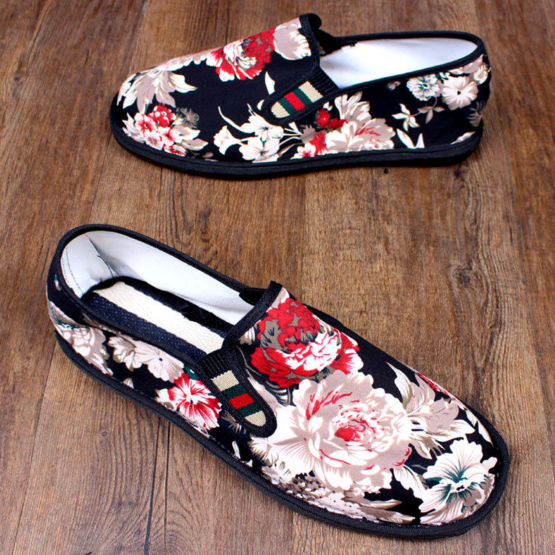 布鞋老北京花布社会小伙中国国风耐磨防滑软底布鞋