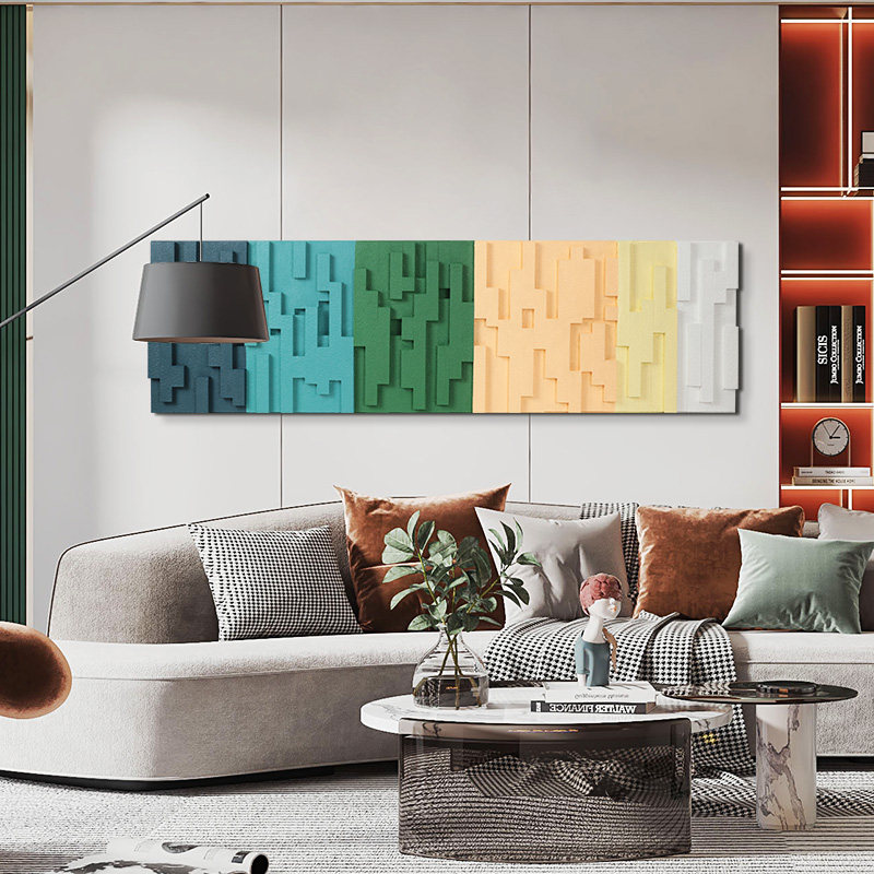 装饰画沙发背景墙现代简约客厅立体抽象横版挂画轻奢现代装饰画