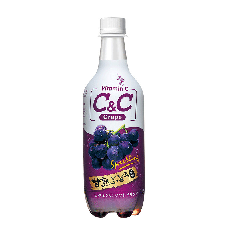 台湾黑松进口cc葡萄味汽水碳酸饮料6瓶500ml天然果汁解渴气泡饮