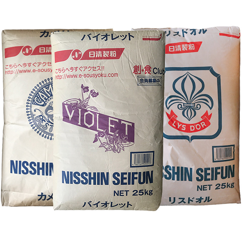 日本日清山茶花高筋粉紫罗兰低筋百合花中筋面粉5斤面粉