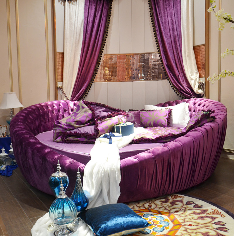 艺曼世嘉心形床桃心床布艺主题酒店软床布床婚床创意公主床