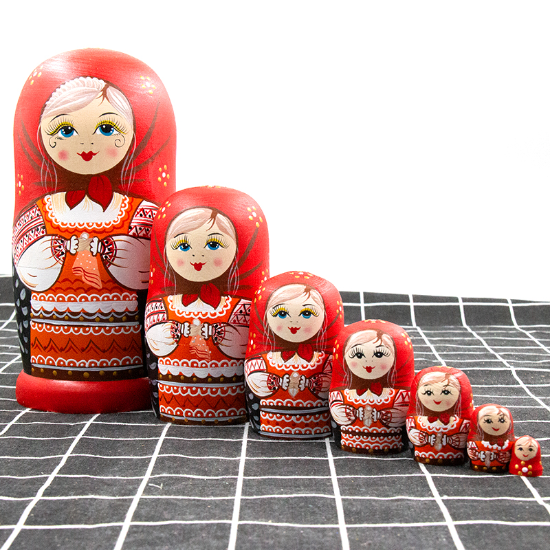 俄罗斯套娃7层经典娃风干椴木木纯手工儿童益智玩具俄罗斯特色