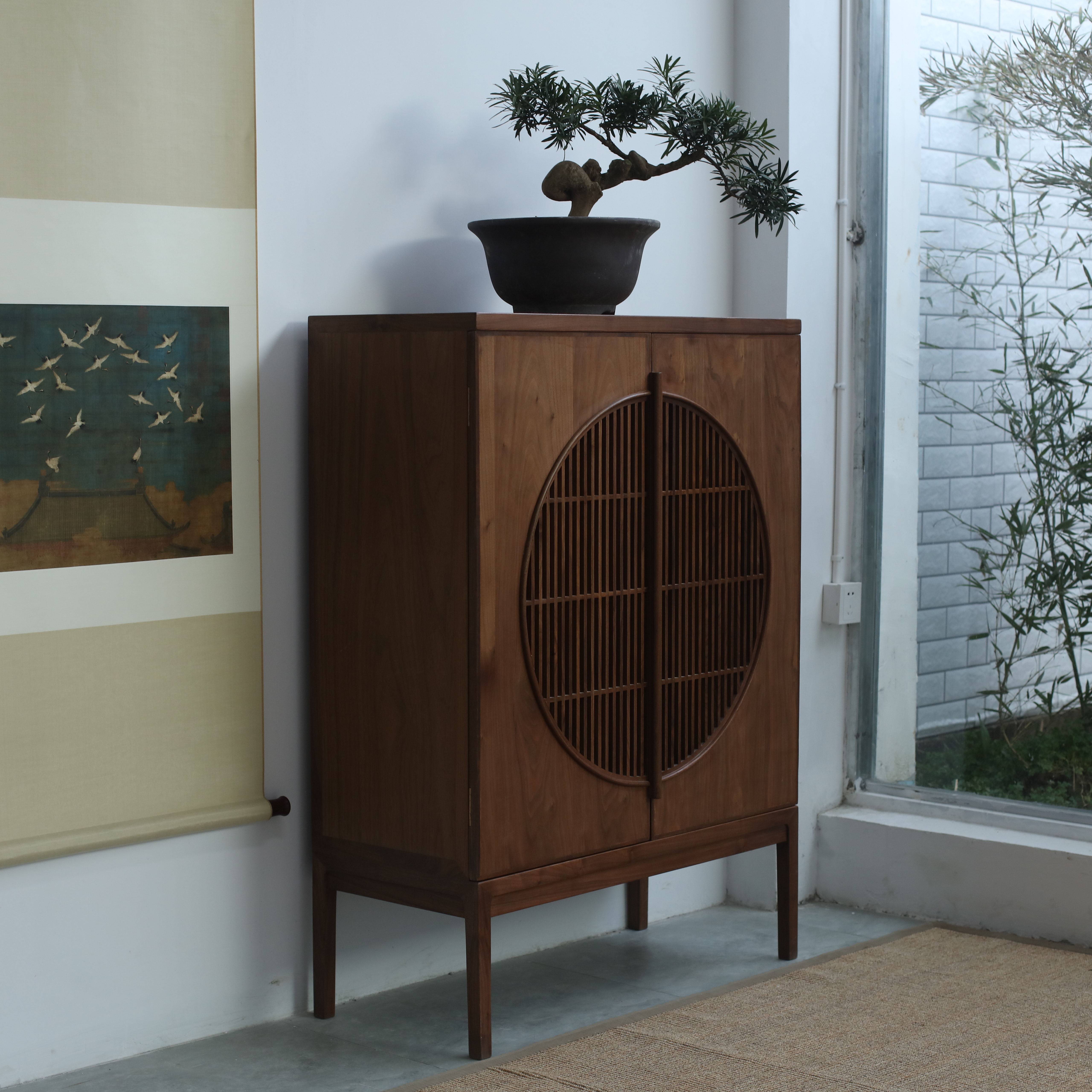 木成胡桃木原木门厅玄关榆木家具成器边柜实木门厅