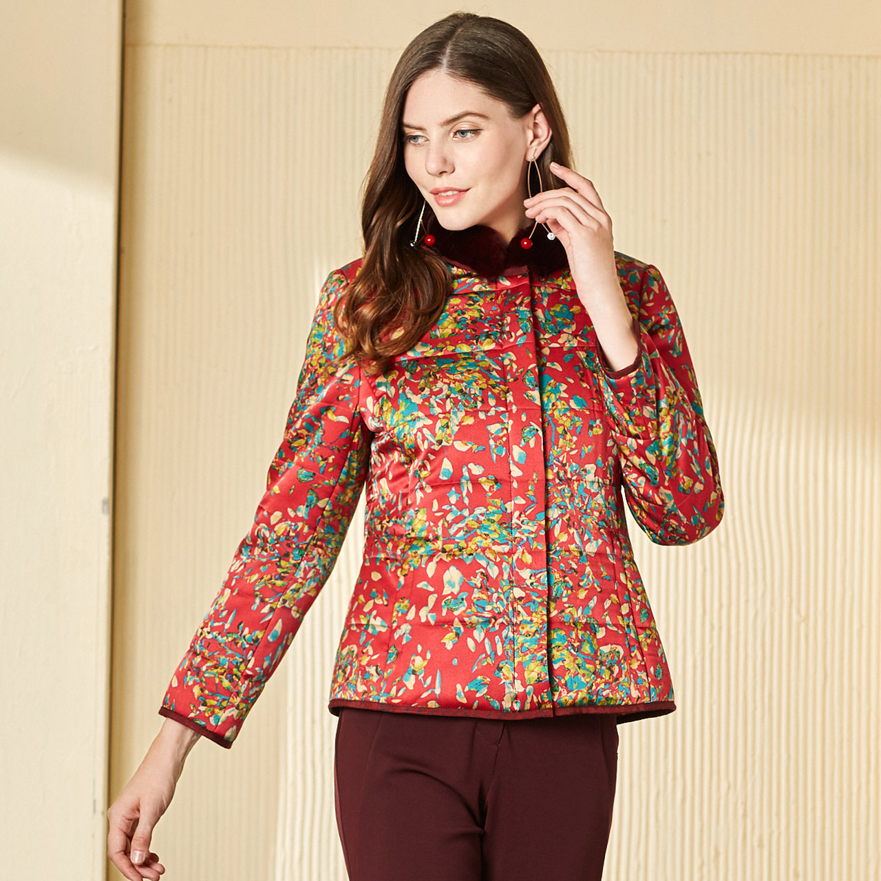 商场同款moreline沐兰秋冬新款蚕丝真丝棉衣