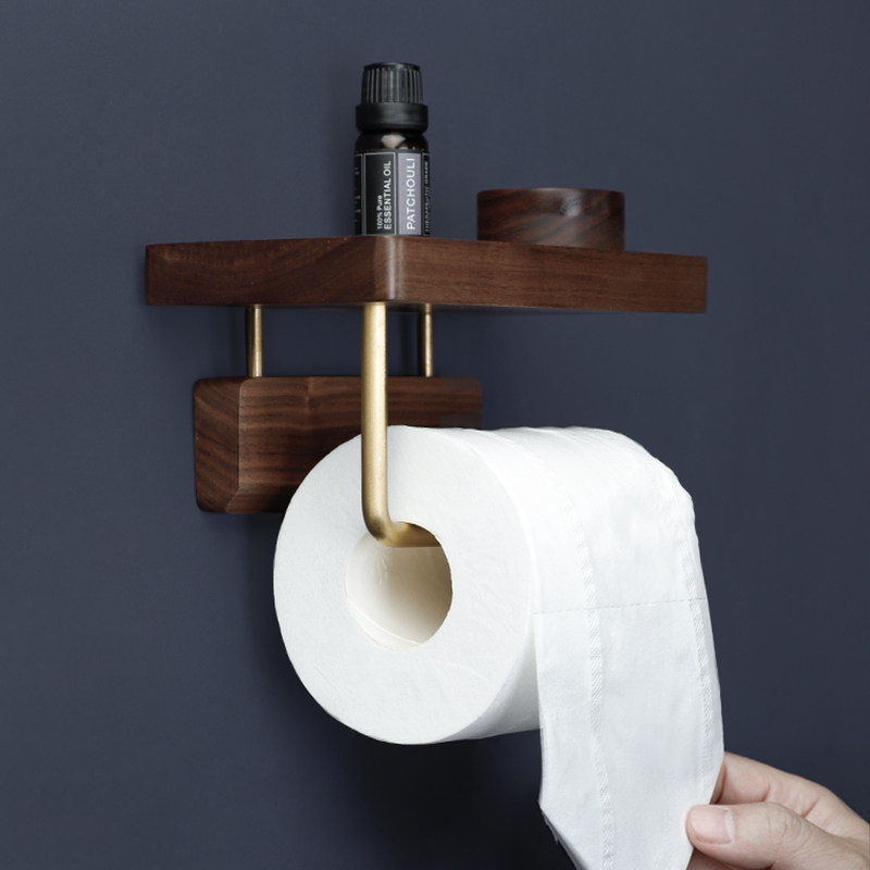 纸巾北欧打孔卫生间马桶厕所实木卷纸置物架厨房卷纸器