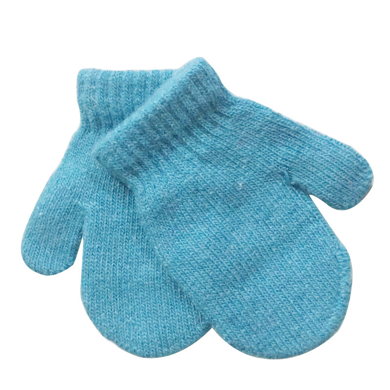 儿童连指毛线手套秋冬可爱纯色针织包指保暖加绒男童女童宝宝手套
