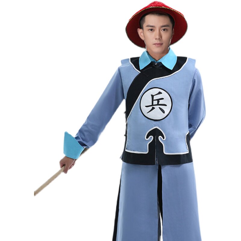 清朝古装男款大清小兵士兵古代官兵衣服侍卫民族服装