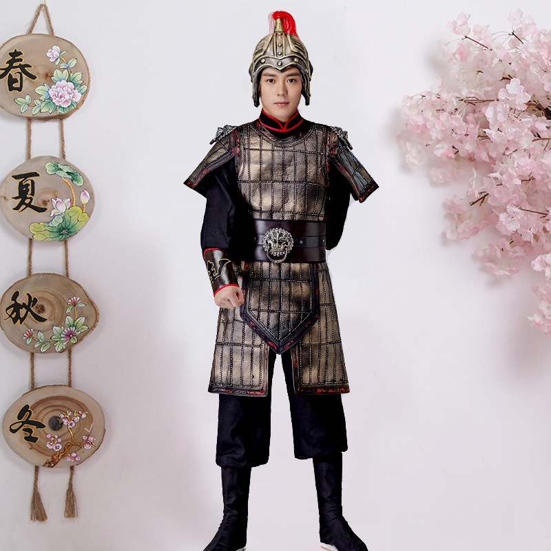 古装古代士兵小兵小将盔甲铠甲战袍兵马俑演出民族服装