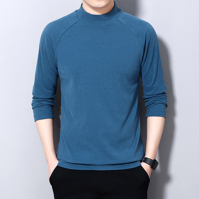 2020 autumn new products thin pile pile collar men's cotton sweater Korean version of slim-fit T-shirt with cashmere primer 2020 autumn new products thin pile pile collar men's cotton sweater Korean version of slim-fit T-shirt with cashmere primer