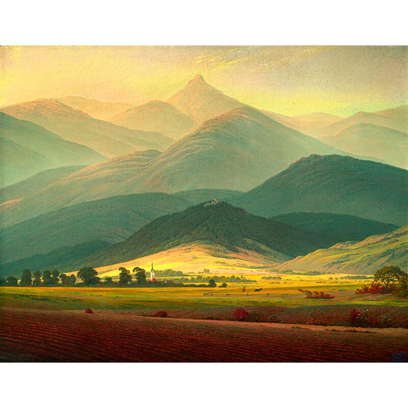 弗里德里希巨人山2色可选高清名画油画画布画芯定制油画