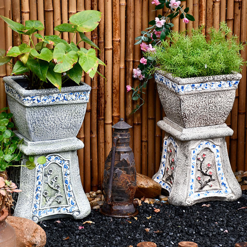 中式阳台小花园户外日式石日式庭院人造摆件别墅花盆