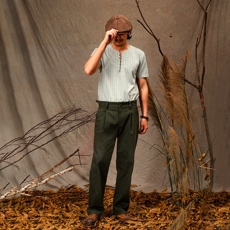 soarin复古美式亨利衫男阿美咔叽休闲修身薄款t恤