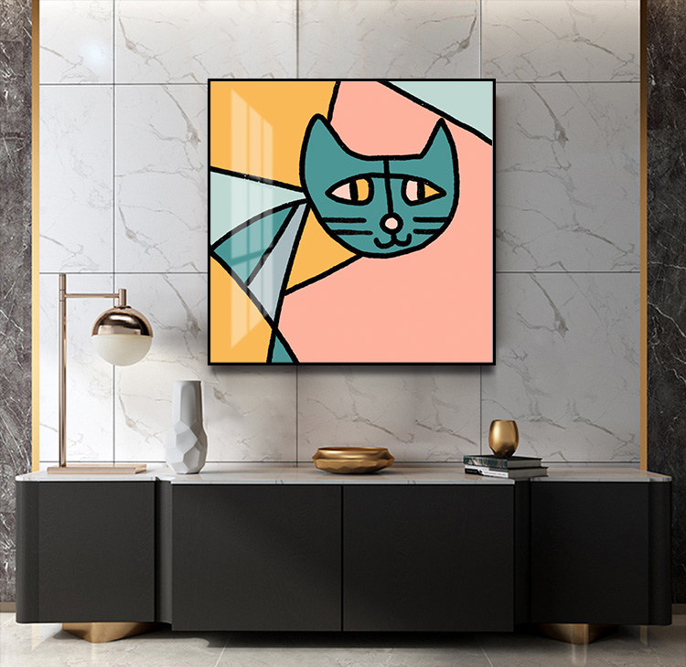 抽象北欧现代简约动物猫咪装饰装饰画画画芯挂画墙画现代装饰画