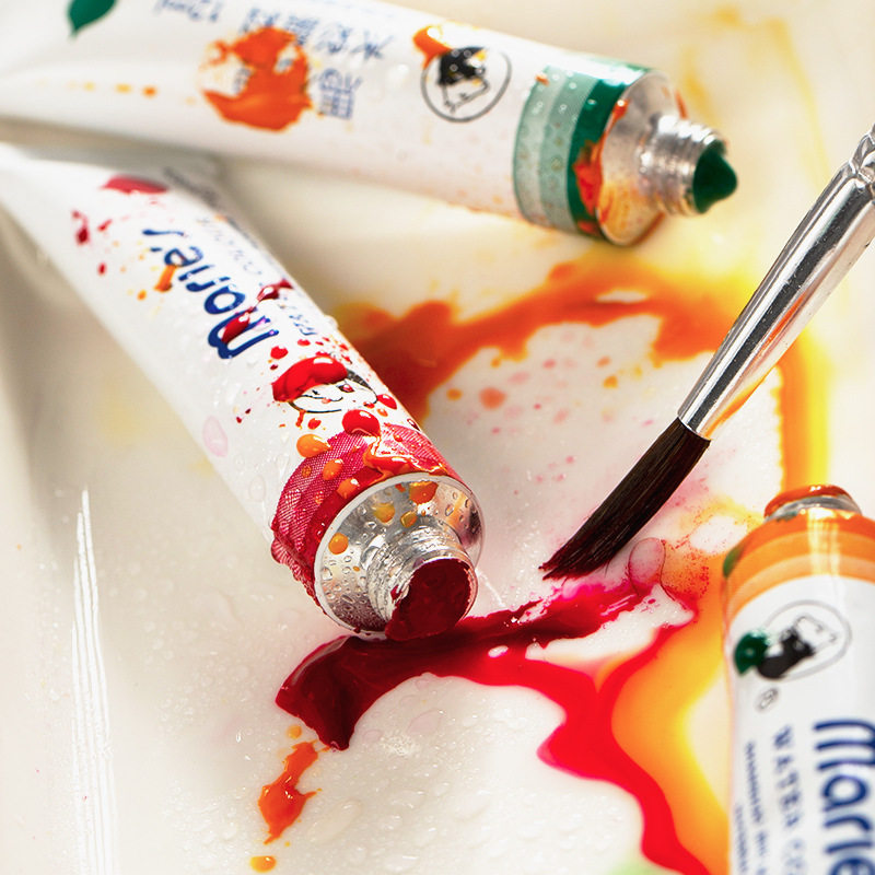 颜料水彩马利水彩画套装单支12ml铝管装水补充水彩颜料