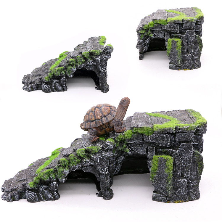 乌龟晒台爬台大号水龟缸造景浮岛爬坡巴西龟晒背台躲避洞穴晒龟台