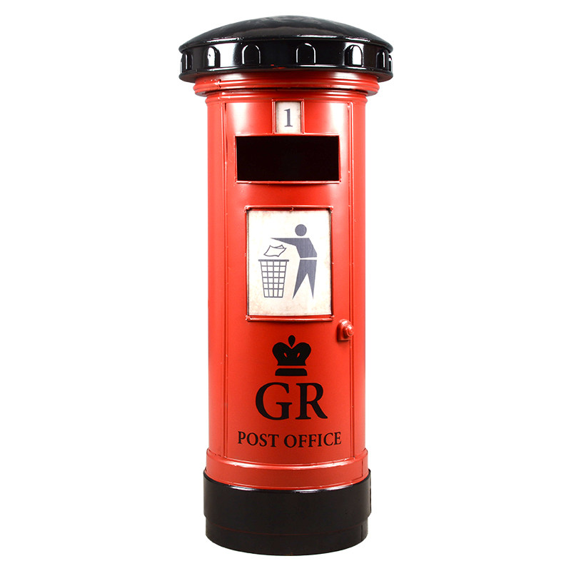 复古英伦邮筒垃圾桶模型摆件工业风垃圾箱创意邮箱模型摆设道具