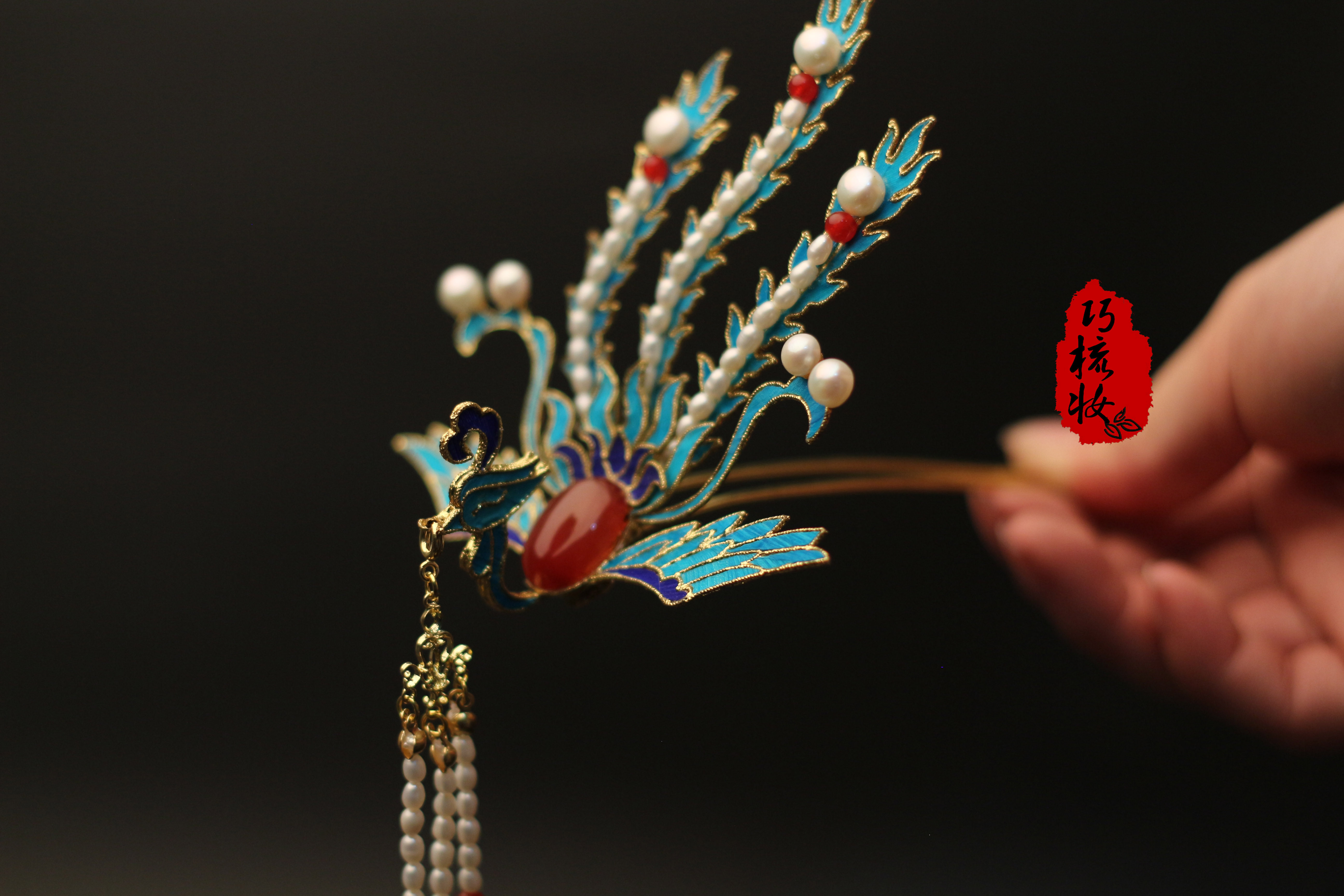 染色鹅毛仿点翠凤簪仿红楼梦凤凰发簪簪子仿古饰品 巧梳妆 - 爱购网