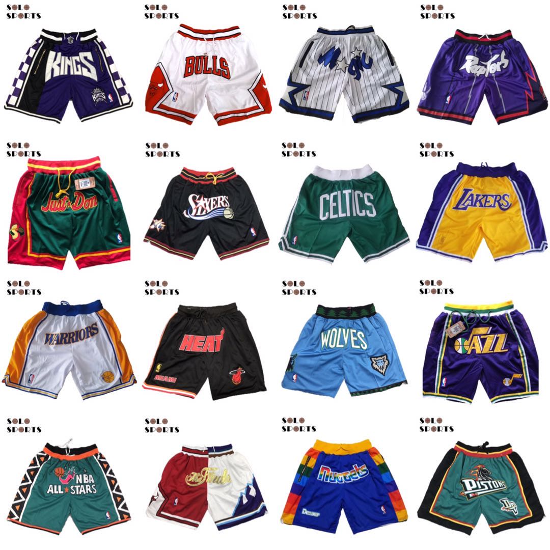 JustDon高街头复古篮球裤美式短裤男詹姆斯湖人公牛魔术猛龙队