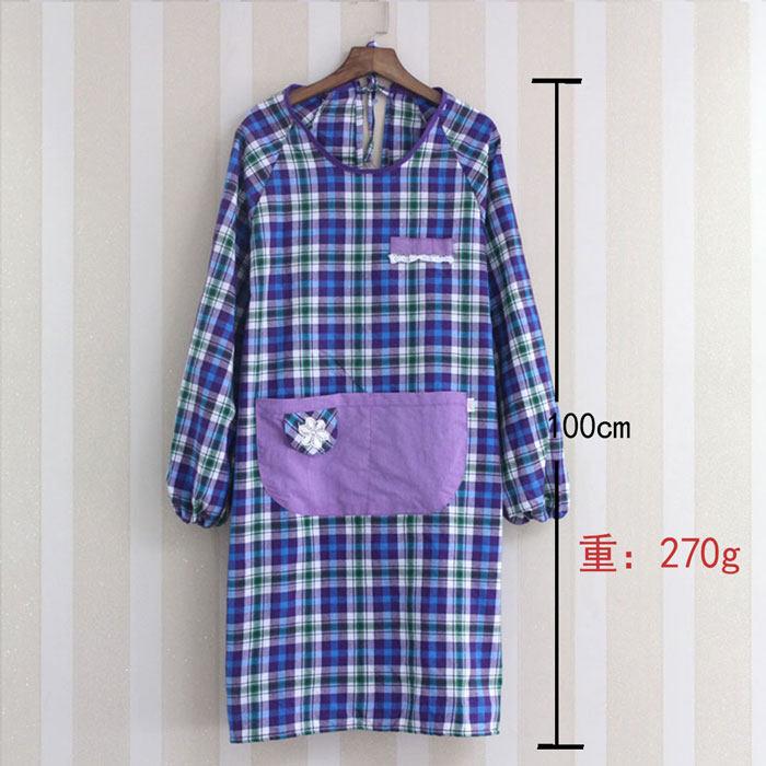 厨房罩衣成人穿衣韩版时尚围裙长袖纯棉家用围裙