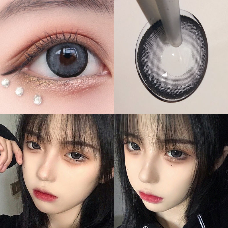 圣鹿萌灰美瞳灰色自然年抛大小直径混血女网彩色隐形眼镜
