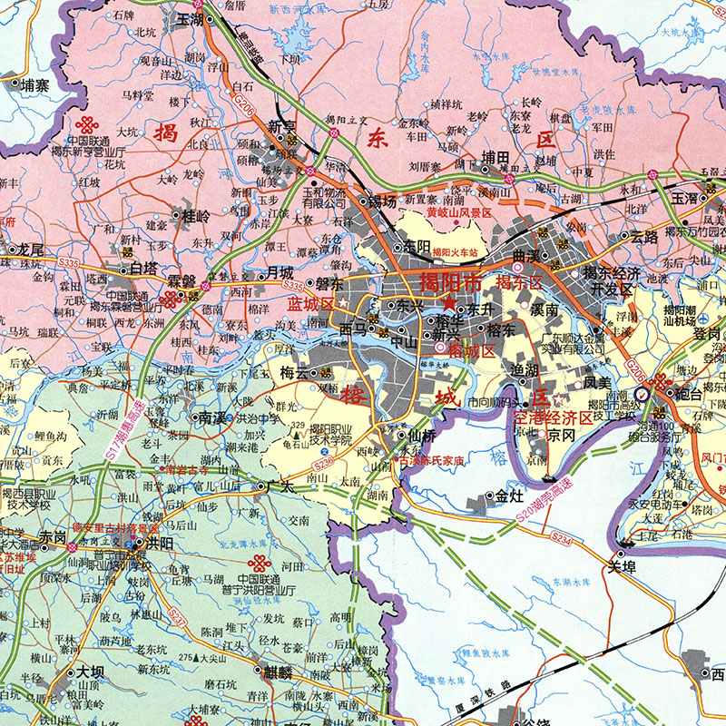 揭阳2020年新版指南地图广东省市中心城区旅游地图册