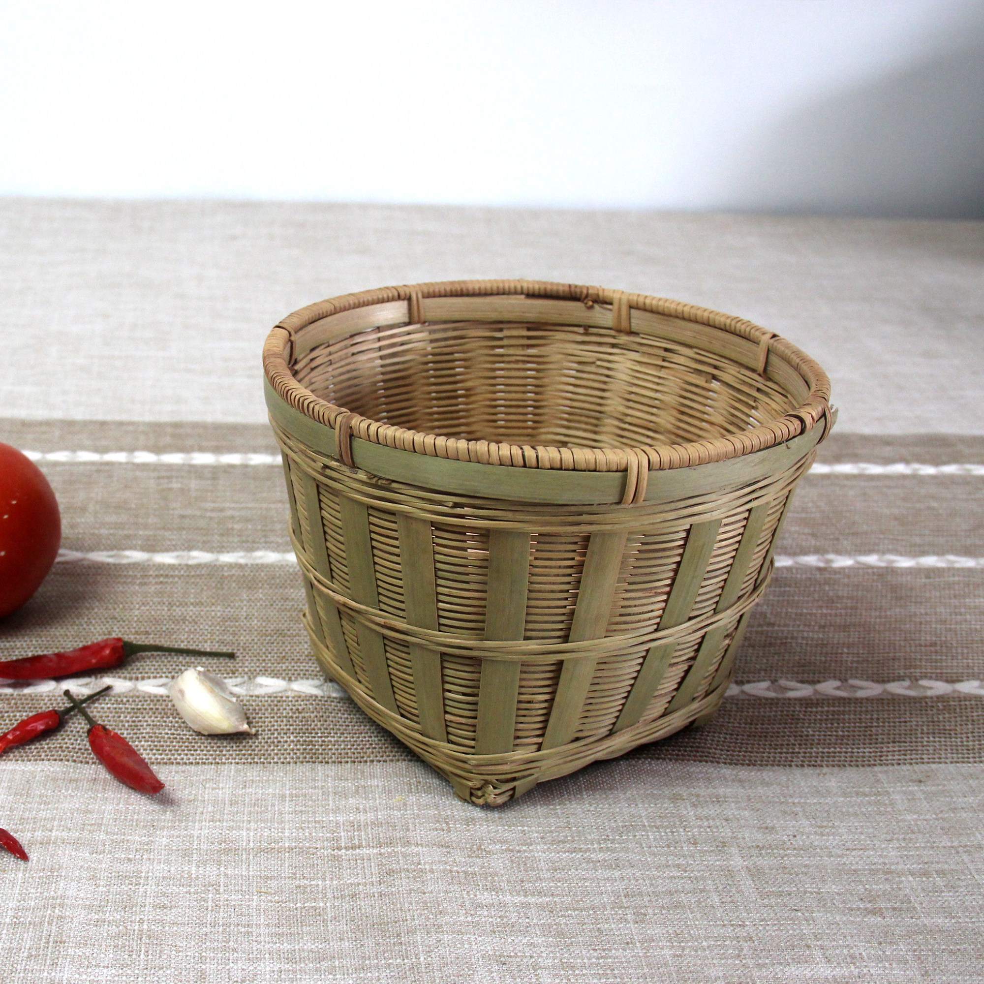 手工竹制品竹编零食堆头篮零碎箩筐竹箩水果创意竹编
