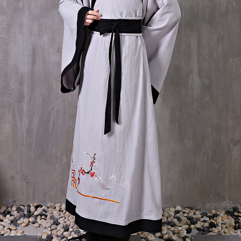 男式棉麻汉服成人直裾深衣交领书生班服男装其他民族服装