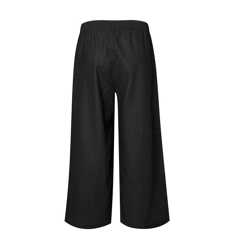 波特夏季新款女士阔腿裤亚麻透气舒适清凉运动八分裤605003