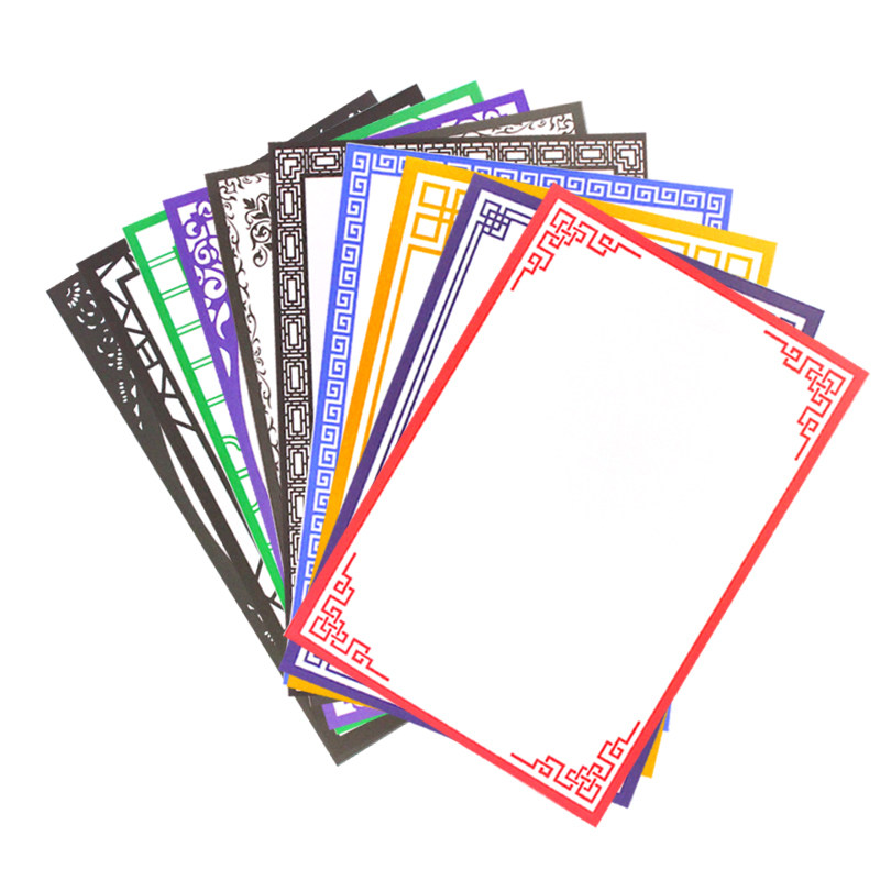 卡纸开彩彩色古风a4边框花边纸镜面纸儿童卡纸