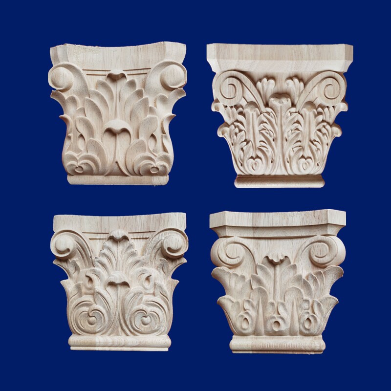 柱头东阳木雕花头欧式背景墙实木梁托罗马橱柜木雕