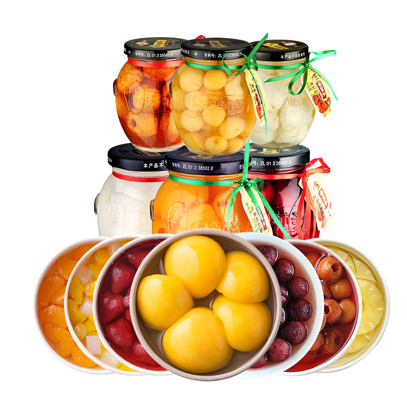 林家铺子黄桃水果罐头2罐草莓桔子山楂什锦菠萝水果罐头