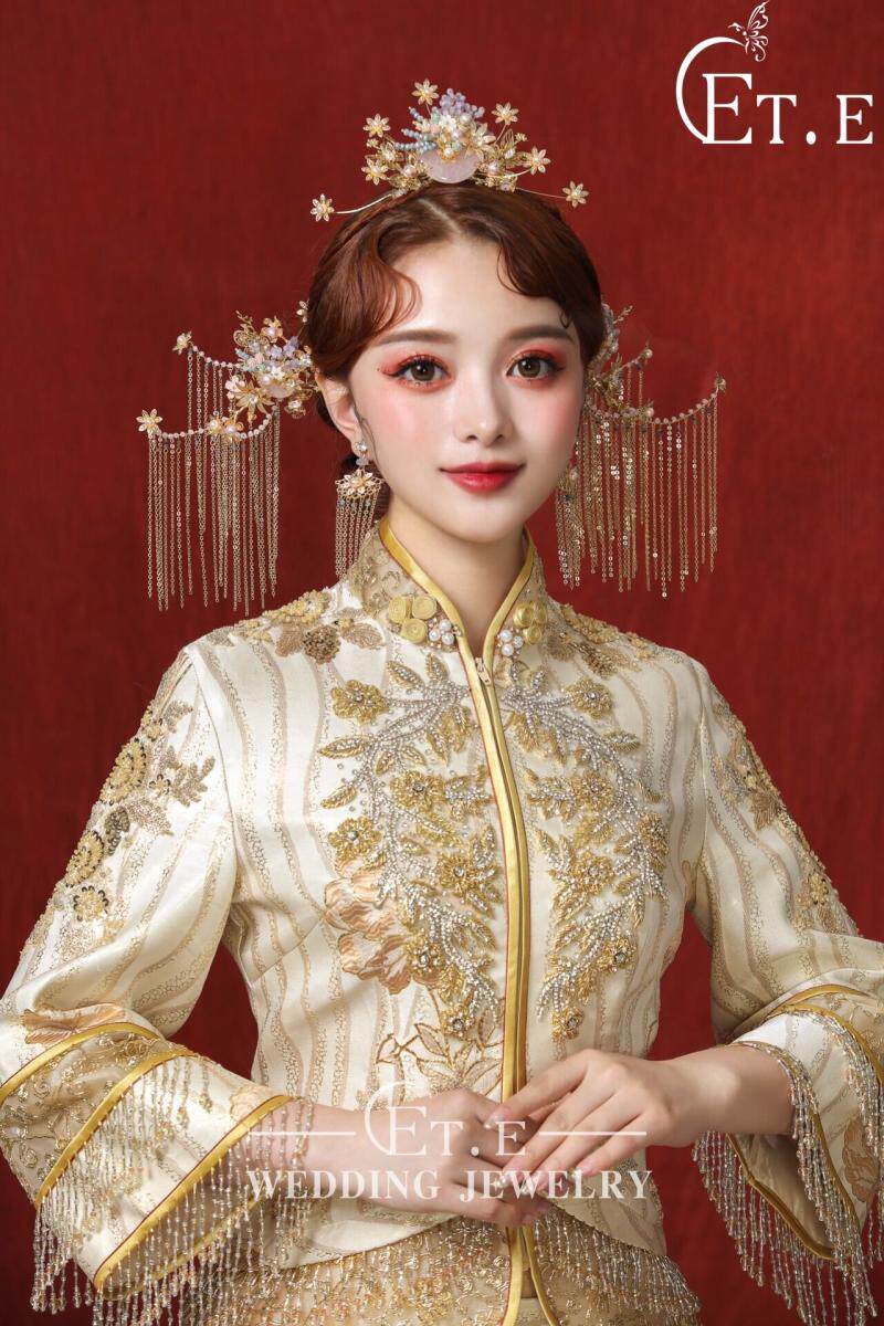 头饰ete新娘古装秀禾旗袍配饰中式凤冠冠步发饰