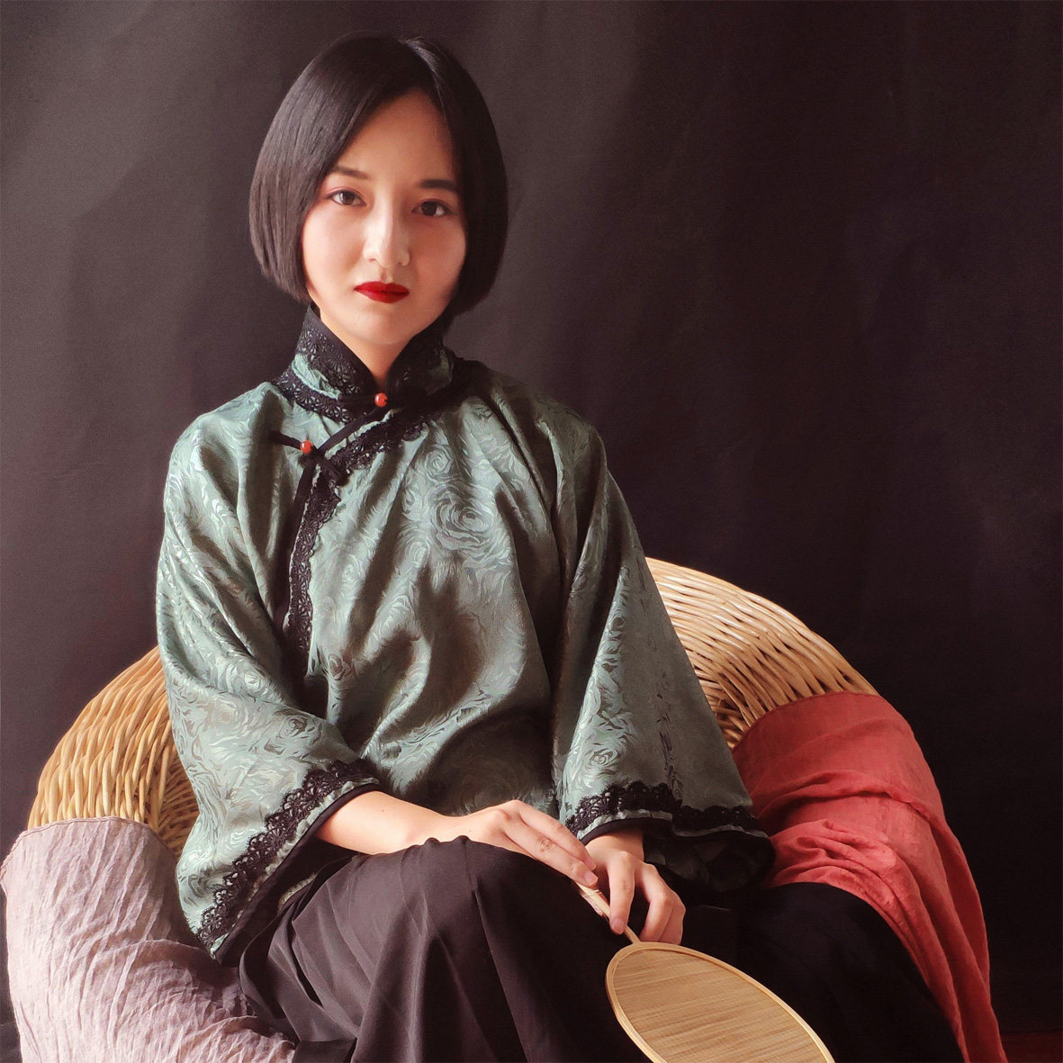 民国西风暖宵尔原创设计文艺国风复古少女倒大旗袍