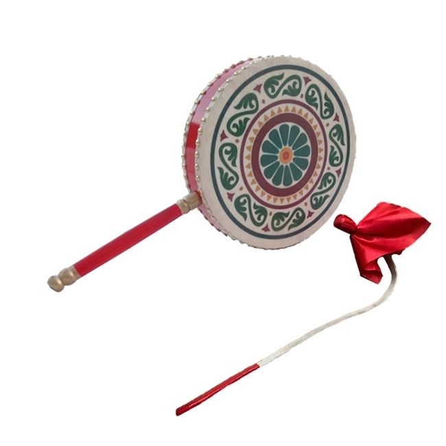 藏族热巴牛皮木质扇子手柄女子鼓技成人儿童腰鼓