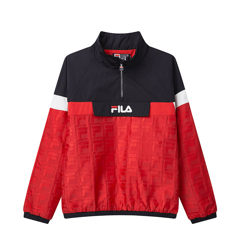 fila 斐乐女子梭织上衣2020春季新款时尚半开襟宽松立领卫衣女