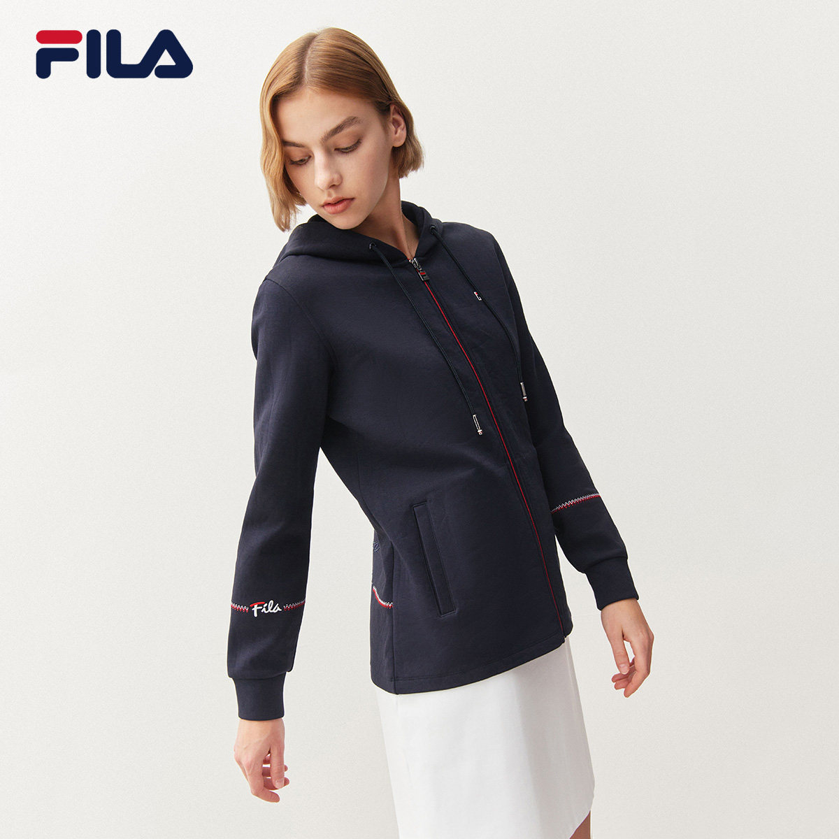 filaphilliplim斐乐女士针织上衣2021春季新款长袖运动茄克