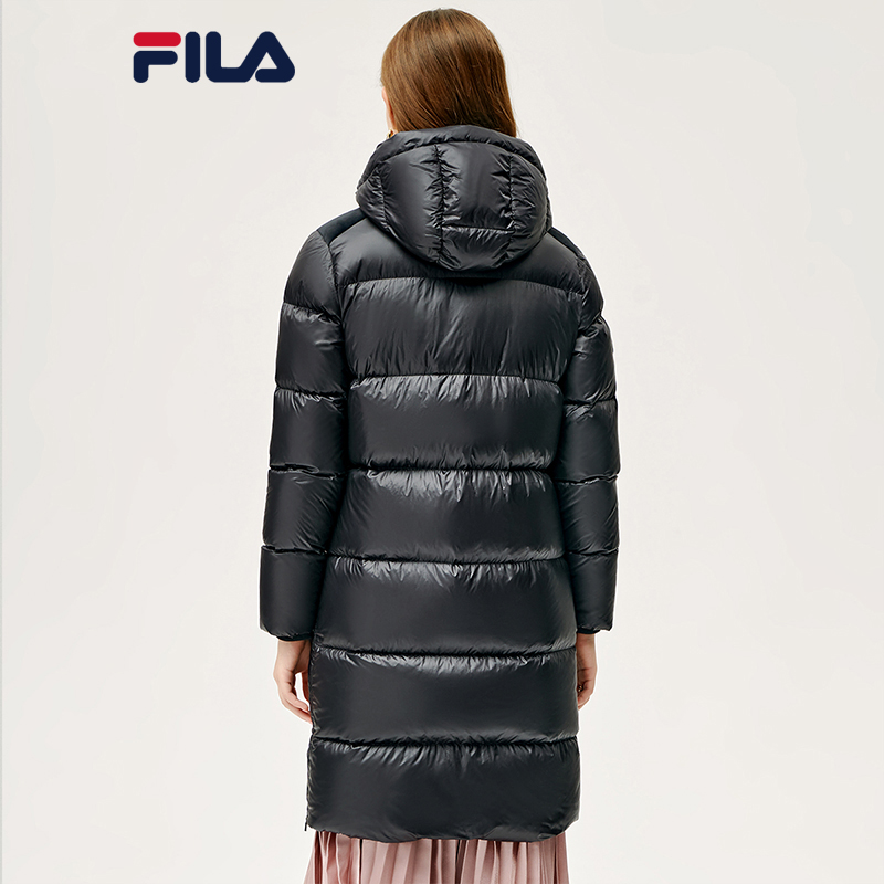 fila斐乐女士羽绒服2021年冬季新款中长款保暖防风连帽羽绒外套女
