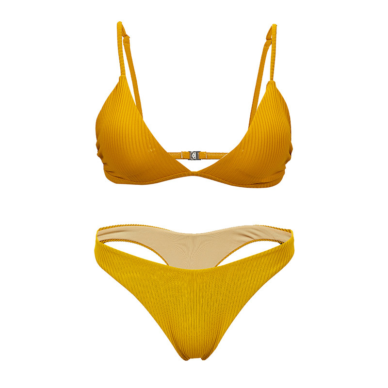 yukari swim欧美ins风三点式丁字裤性感比基尼小胸聚拢分体泳衣女