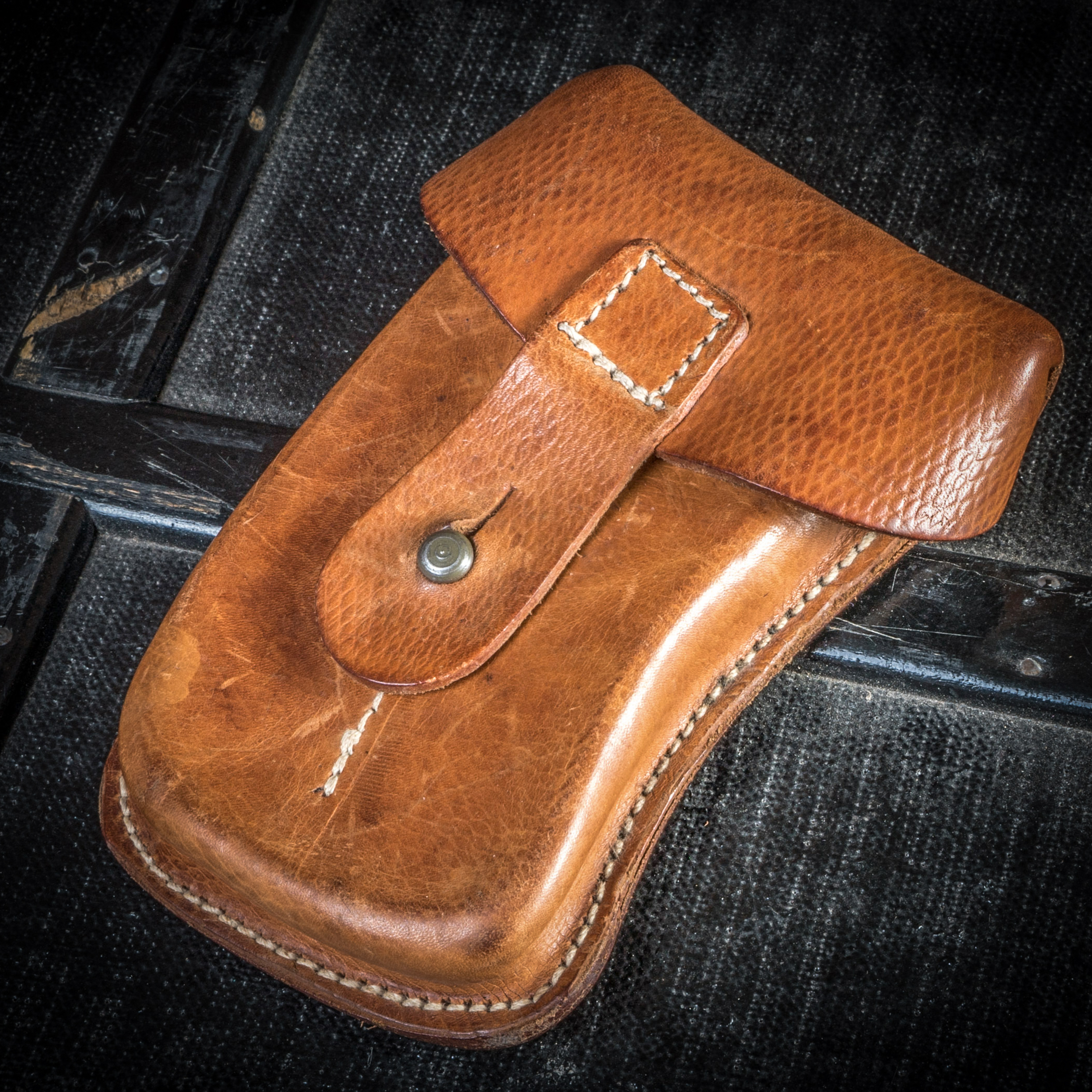 捷克军版VZ61植鞣革腰包头层牛皮杂物包手工缝制vintage军事收藏