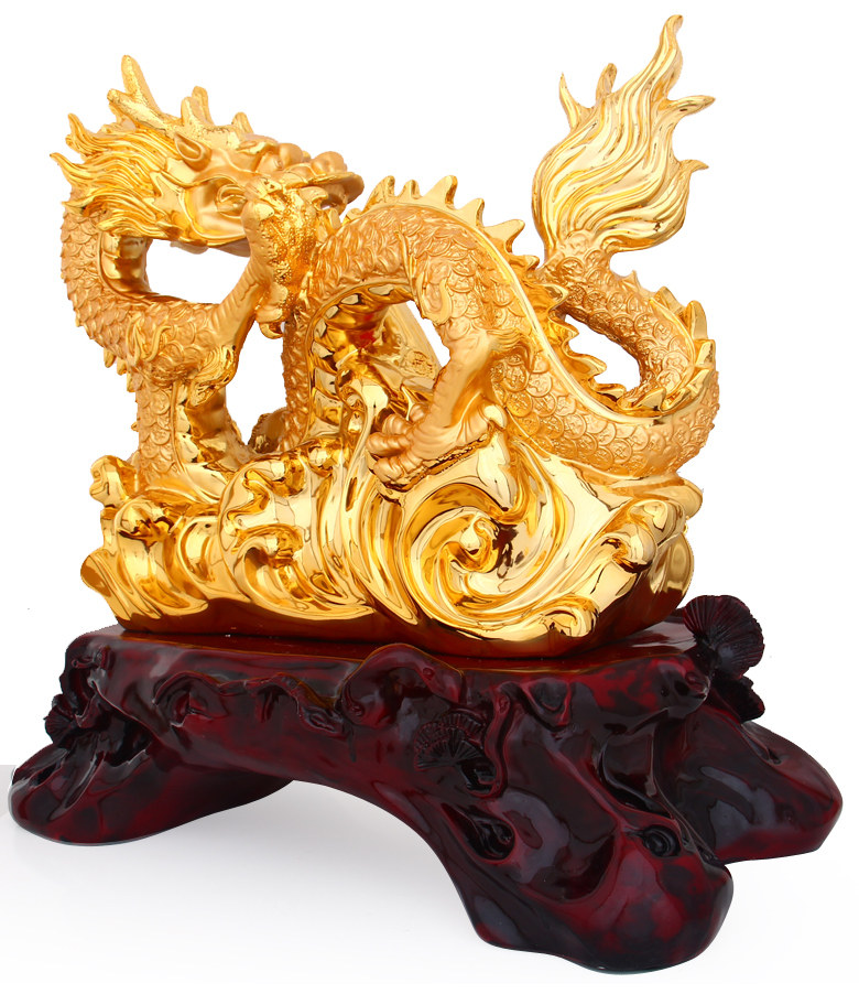 开光招财风水水龙摆件大号家居装饰工艺品金龙戏珠摆件