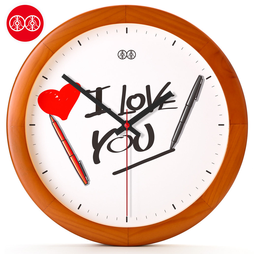 李李艺术挂钟挂表 我爱你爱心客厅创意石英钟静音时钟大钟表