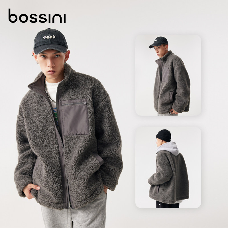 外套堡狮龙bossini男装2022年冬季新款休闲羊羔夹克夹克