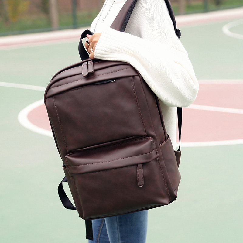 初中学生书包韩版英伦皮质双肩包包街头潮流韩式男士背包时尚男女
