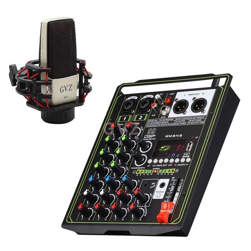 4路小型直播声卡调音mixer99dsp混响usb蓝牙户外调音台舞台