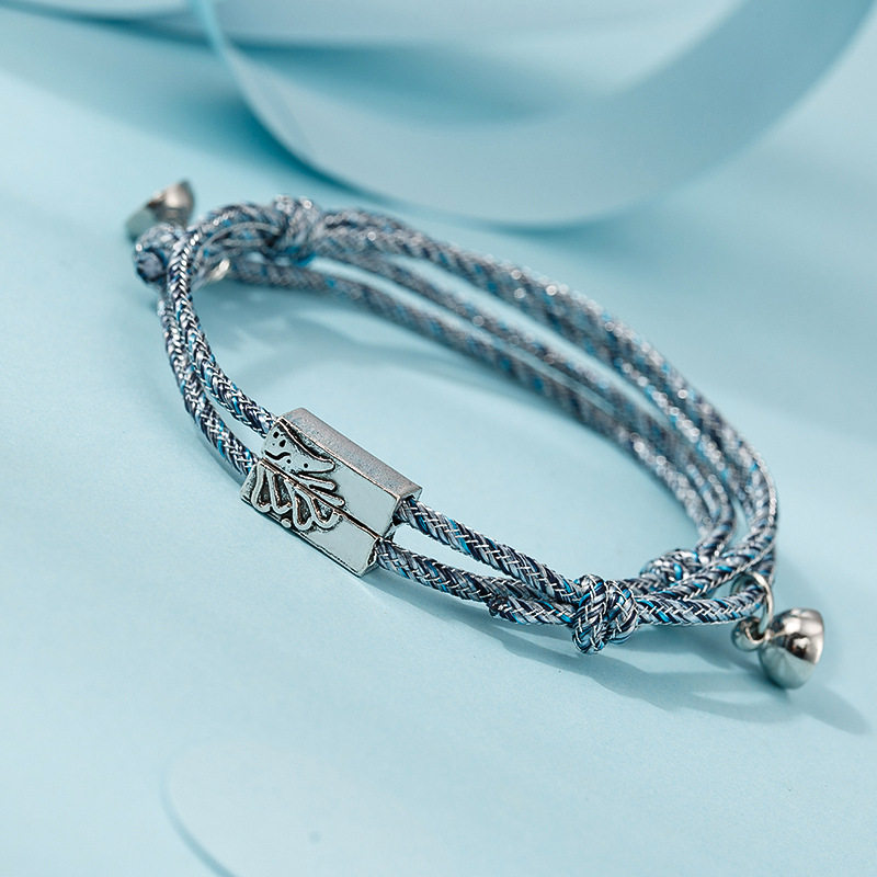 情侣感应手链一对韩版学生简约森系女吸铁石手链