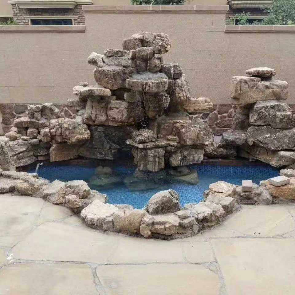 龟纹石庭院莲花石假山假山鱼池驳岸叠水石自然纹理天然大理石