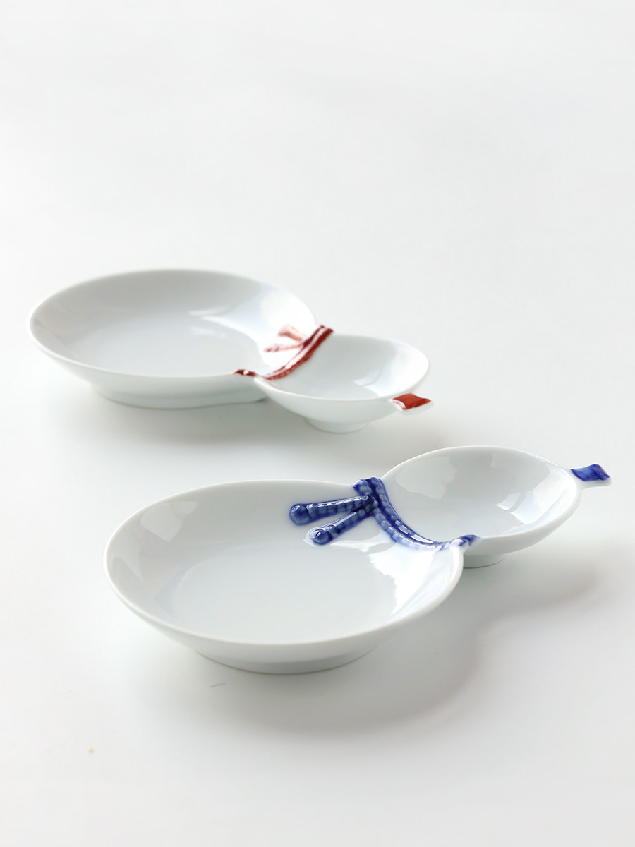 日本进口波佐见烧洸淋匠人手绘葫芦形状个性盘子盘