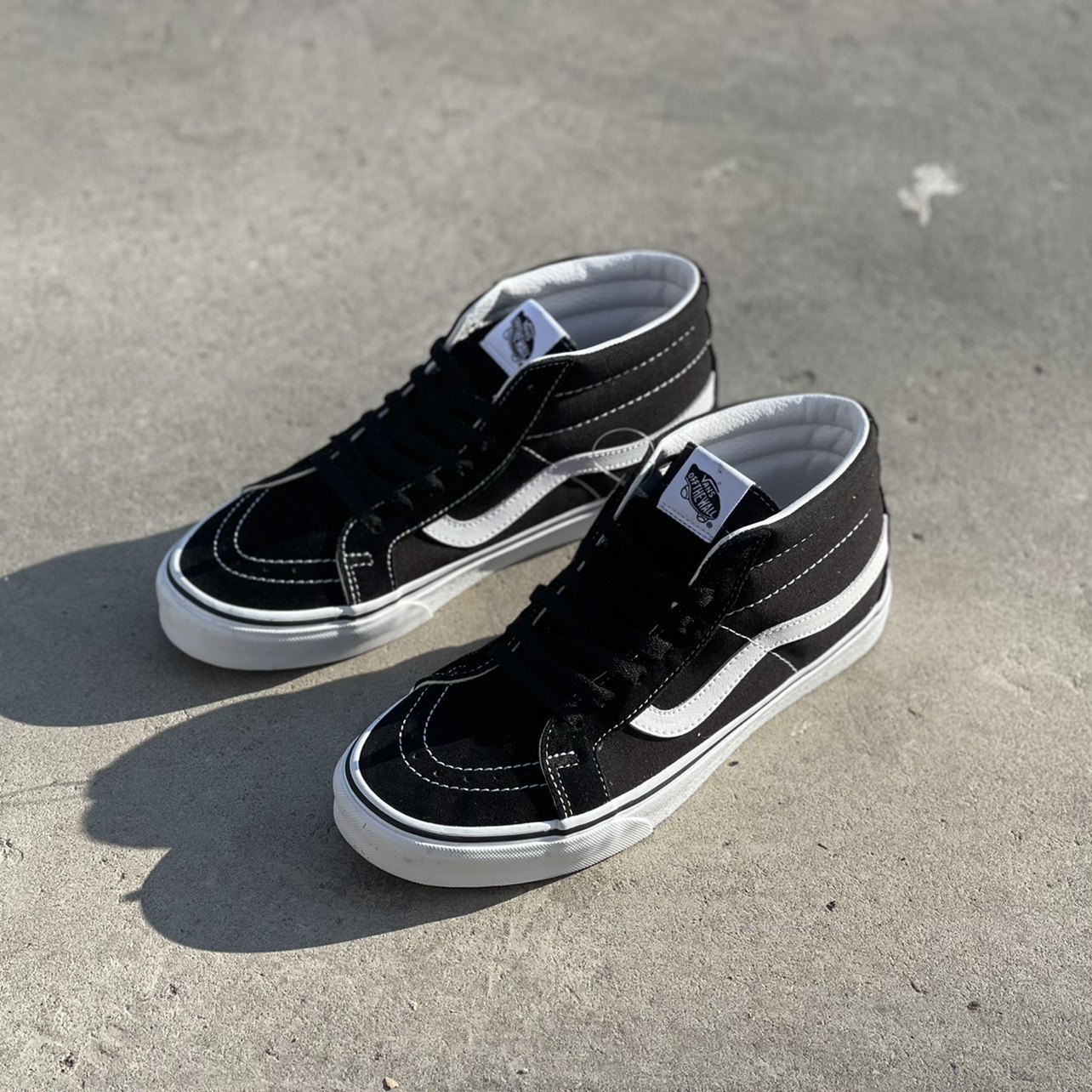 vanssk8mid黑白经典中帮男女鞋情侣休闲帆布板鞋