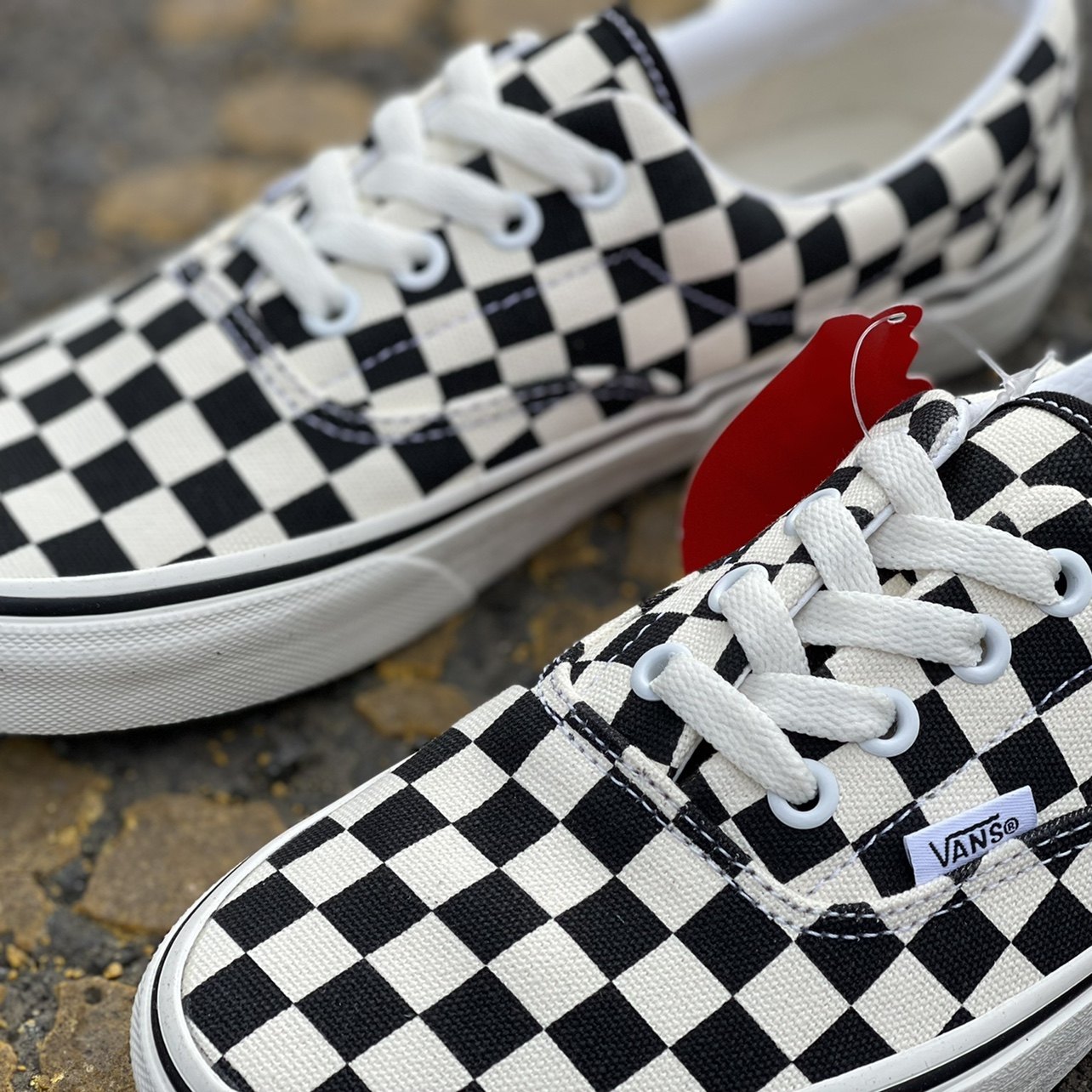 vansera黑白黑白棋棋盘格低帮帆布男女休闲运动经典帆布鞋