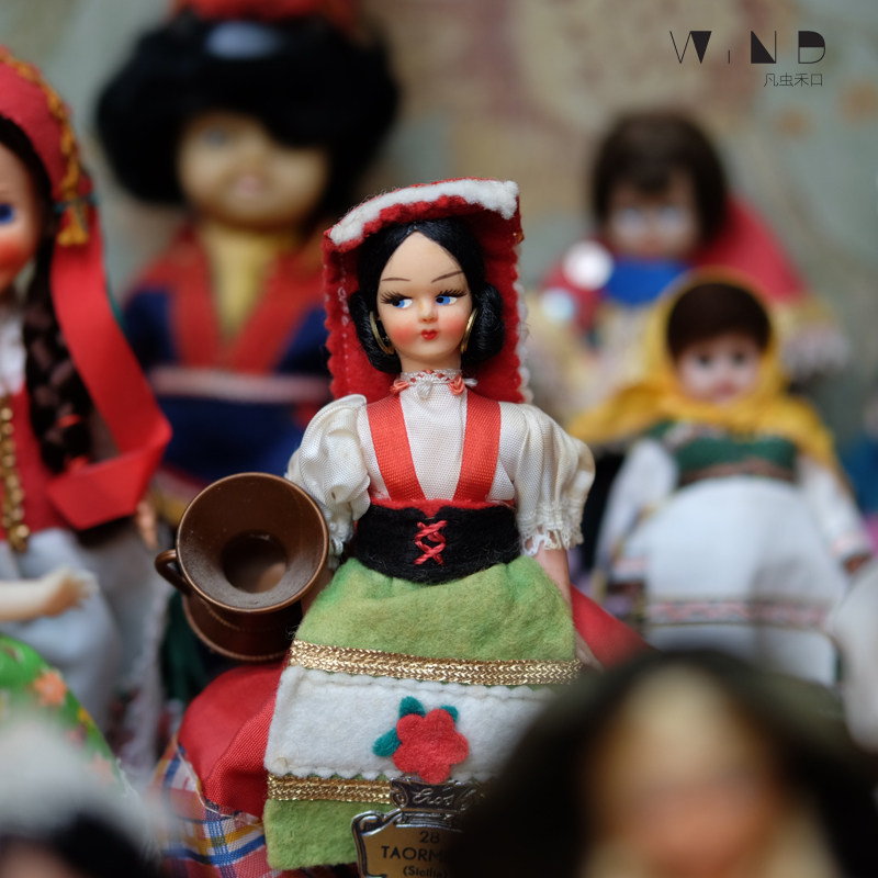 古董娃娃意大利民族欧洲西洋vintage璐璐胶皮眨眼娃娃